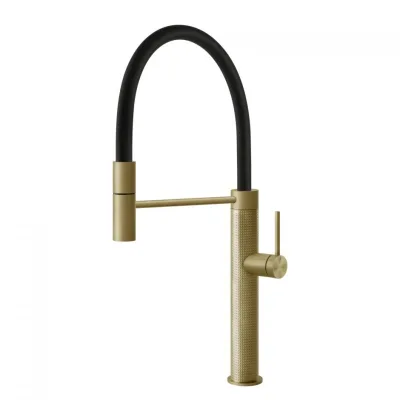 Gessi Miscelatore semi pro monocomando con doccetta estraibile Kitchen Cesello 60014 727 finitura Brass Brushed
