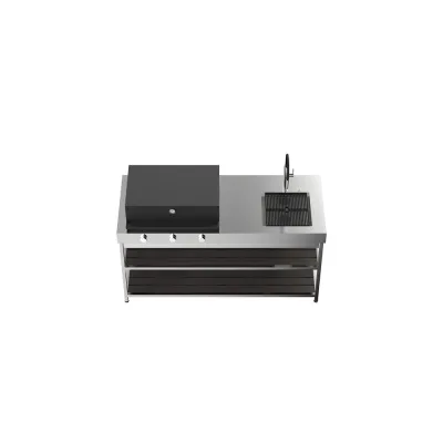 Bautek Foster Cucina da esterno a libera installazione QUI 7556 007 in acciaio inox da 180 cm
