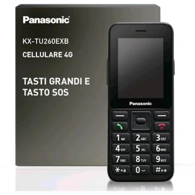 PANASONIC KX-TU260EXB 4G 2.4" SENIOR PHONE TASTI GRANDI E TASTO SOS FACILE DA USARE IP44 4G ITALIA BLACK