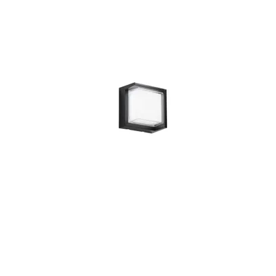 Applique da esterno quadrata in policarbonato nero, LED 15W, CCT, 16x10cm