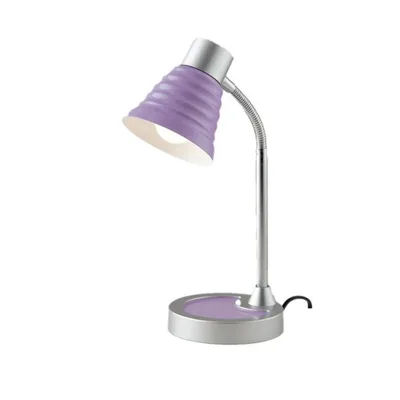 Lampada da tavolo viola in metallo, diffusore orientabile, 1 luce E14, 13x39cm