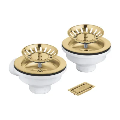 Grohe Set di scarico per lavelli a 2 vasche 40997GN0 finitura oro spazzolato