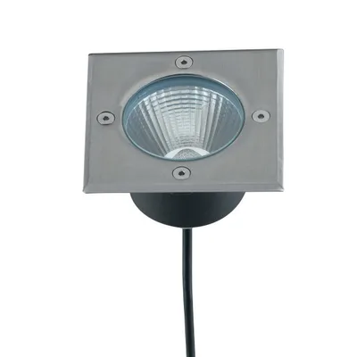 Faro calpestabile LED quadrato in acciaio, luce naturale, LED 12W, 13.3x10.6cm