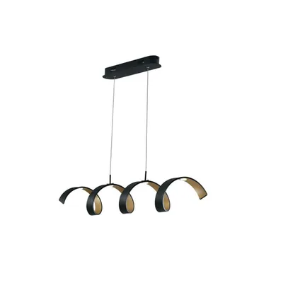 Lampadario a sospensione LED nero in alluminio, 20W, Luce calda, 80x120cm