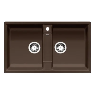 Blanco Lavello due vasche SONA 9 1536683 finitura caffè da 86x50 cm - Sopratop