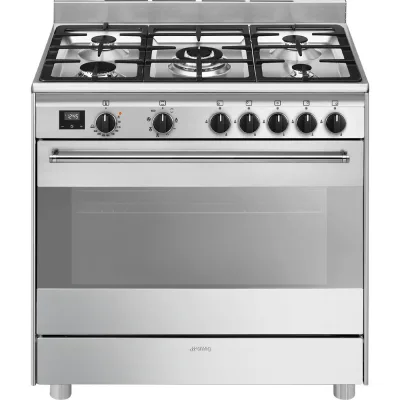 Smeg Cucina BG91X2 con forno termoventilato e piano cottura gas finitura acciaio inox da 90x60 cm - IN PROMOZIONE FINO AL 30/06