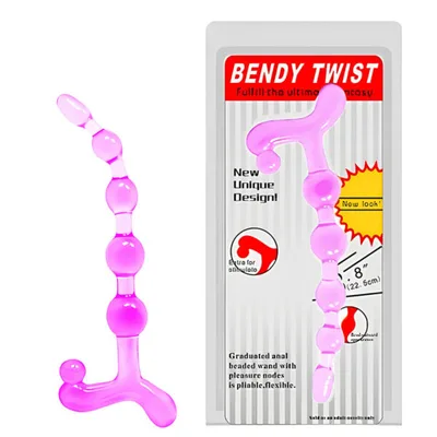 Plug anale 20 CM progressivo sonda flessibile stimolante rosa Bendy Twist ano
