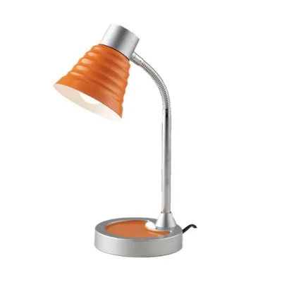 Lampada da tavolo arancione in metallo, diffusore orientabile, 1 luce E14, 13x39cm