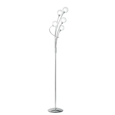 Piantana in metallo cromato, 5 diffusori doppio vetro, 36x150cm