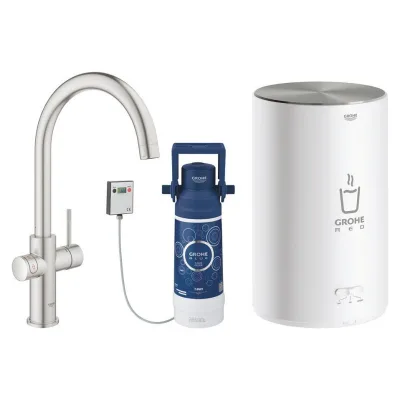 Grohe Miscelatore e boiler taglia M Red Duo 30083DC1 finitura super steeel