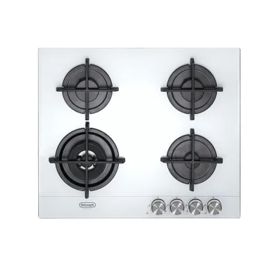 De Longhi Piano cottura a gas NSL 460 B in vetro bianco da 60 cm