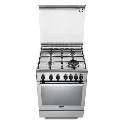 De Longhi Cucina a libera installazione PGVX 64 LSG a 4 fuochi e forno a gas ventilato in acciaio inox da 60 cm
