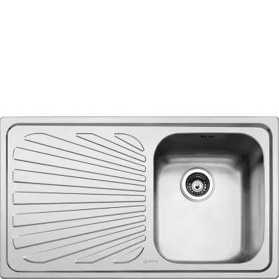 PRONTA CONSEGNA - Smeg Lavello una vasca con gocciolatoio a sinistra SP861S finitura acciaio inox spazzolato da 86 cm