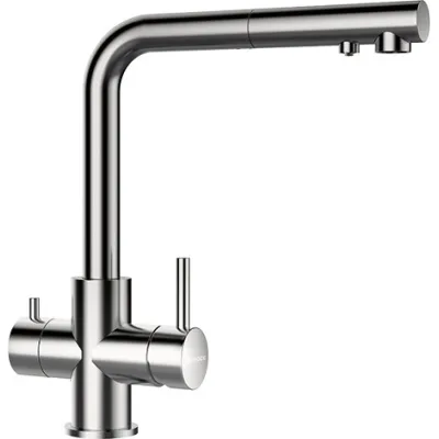 Schock Miscelatore 3 vie a doppio comando VITUS CON DOCCIA 560120EDM finitura acciaio inox massiccio