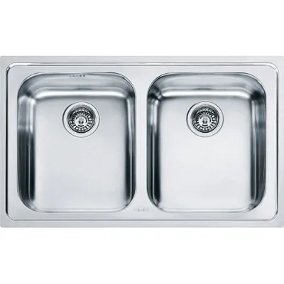 Franke: Lavello due vasche Logica Line LLX 620 101.0153.289 finitura inox satinato da 79x50 cm