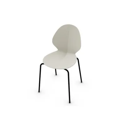 Calligaris OUTLET Sedia Basil CS1359 con struttura in metallo P15 nero opaco e seduta in polipropilene P2L cipria opaco