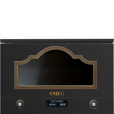 Smeg Forno microonde con grill da incasso MP722AO finitura antracite e ottone da 60 cm