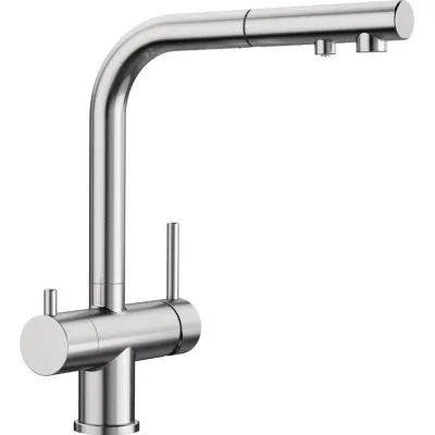 Blanco Miscelatore a 3 vie doppio comando con doccetta estraibile FONTAS-S II 1525199 finitura inox
