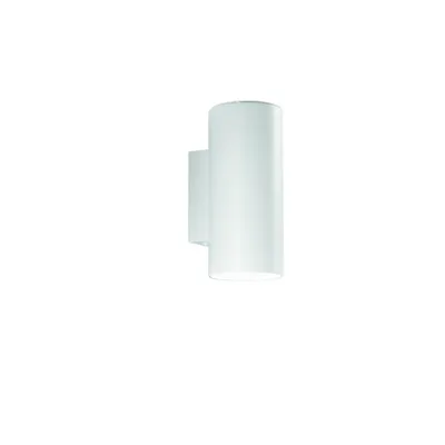 Applique in metallo tubolare bianco, luce biemissione, 2 lampadine GU10, 10x18cm