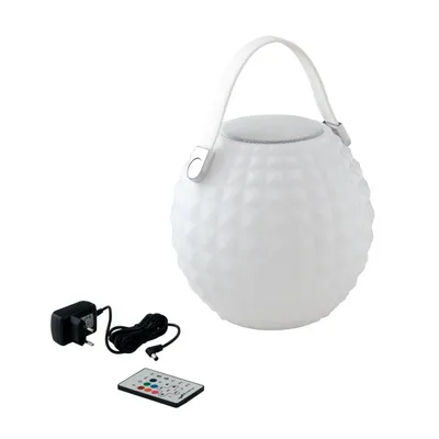 Lampada portatile bianca in polietilene, ricaricabile, con speaker Bluetooth, RGB, 1 LED 3W, 25.5x23.5cm