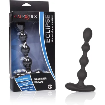 Plug anale Eclipse 16 cm flessibile a perle 12 funzioni silicone nero USB