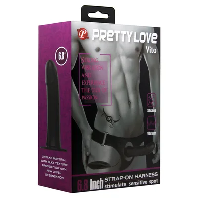 Strap On Vibrante Pretty Love Vito 17,3 cm Silicone Nero con Harness