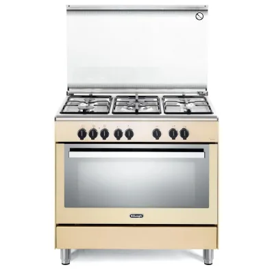 De Longhi Cucina a libera installazione PEMC 96 SG a 5 fuochi e forno elettrico multifunzione finitura crema da 90 cm