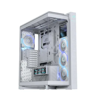 ASUS ROG CRONOX GR801 Vetro Temperato Curvo ARGB White Midi Tower Nero con Schermo LCD 9.2"