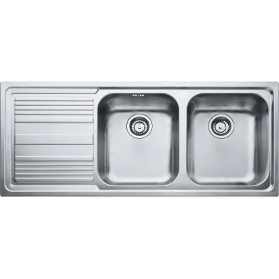Franke: Lavello due vasche con gocciolatoio sinistro da incasso LLX 621 101.0152.588 finitura inox da 116 cm