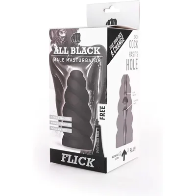 Masturbatore uomo All Black Male Masturbator FLICK – Real Skin Touch – 17 cm