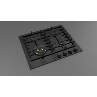 Fulgor Piano cottura a gas FPH 604 G WK BKG finitura vetro nero da 60 cm