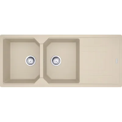 Franke: Lavello due vasche con gocciolatoio Urban Incasso UBG 621 114.0686.785 finitura fragranite avena da 116x50 cm