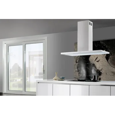 Airone Cappa a isola Verdi finitura bianco opaco - vetro bianco da 120 cm