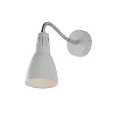 Applique in metallo bianco con diffusore orientabile, lampadina E14, 8.5x33.5cm
