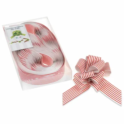 Fiocco regalo a tiro Rosso - Bianco - Ø 31mm, 30 strip, 10 pezzi