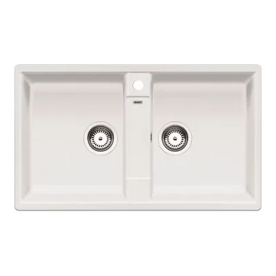 PRONTA CONSEGNA - Blanco | Lavello due vasche ZIA 9 1516678 finitura bianco da 86x50 cm - Sopratop