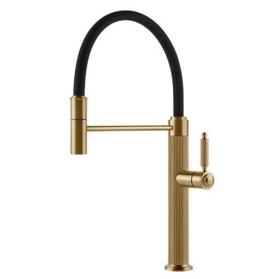 Gessi Miscelatore semi pro monocomando con doccetta estraibile Venti20 60634 716 finitura Gold Brushed - IN PROMOZIONE FINO AL 6/07