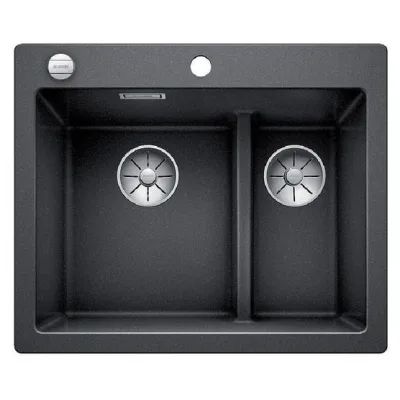 Blanco Lavello una vasca SX con vaschetta PLEON 6 Split 1521689 finitura antracite da 61.5x51 cm - Sopratop