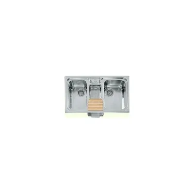 Alpes Lavello semifilo a due vasche F 589/2V1B-E con bacinella in acciaio inox da 89 cm
