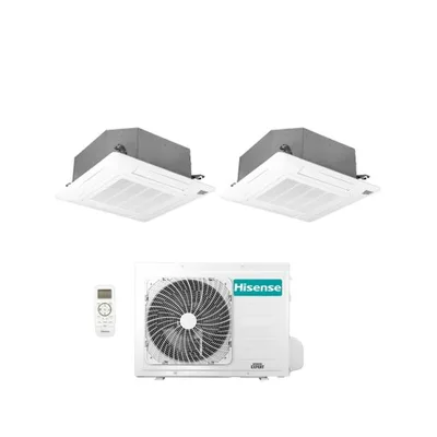 Climatizzatore Condizionatore Hisense Dual Split Inverter A Cassetta 9+12 Con 2AMW52U4RXC R-32 9000+12000 Telecomando e Pannello Incluso WI-FI Optional
