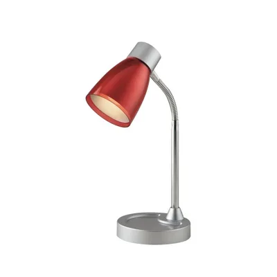 Lampada da tavolo rossa in metallo e plastica, diffusore orientabile, 1 luce E14, 13.5x36cm