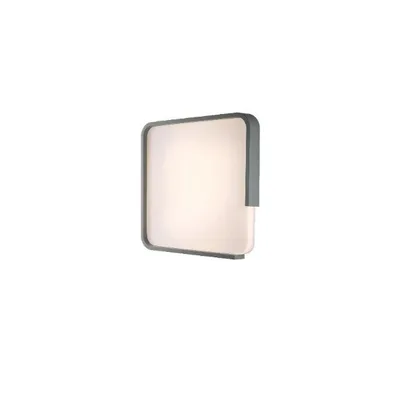 Plafoniera in acrilico e policarbonato, grigio e bianco, 1 LED 40W, CCT, 48.5x48.5cm