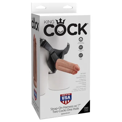 Strap On Pipedream King Cock 17,8 cm Doppio Dildo con Harness Regolabile