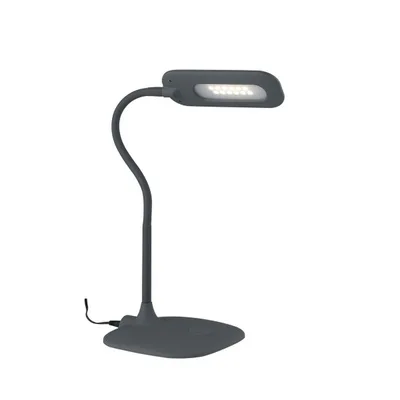 Lampada da lettura flessibile grigia in metallo e silicone, 1 LED 4.8W, 16x53.5cm