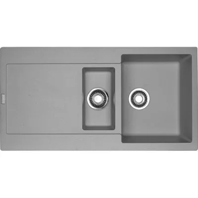 Franke: Lavello una vasca con vaschetta e gocciolatoio Maris MRG 651 114.0066.682 finitura fragranite stone grey da 97x50 cm