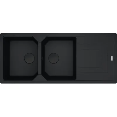 Franke: Lavello due vasche con gocciolatoio Urban Incasso UBG 621 114.0718.500 finitura black matt da 116x50 cm
