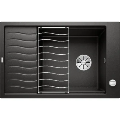Blanco | Lavello una vasca con gocciolatoio ELON XL 6 S 1525882 finitura nero da 78x50 cm - Sopratop