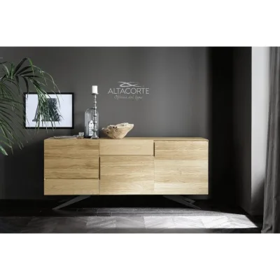 Altacorte Madia in appoggio Geko con basamento in legno da L.220 cm e H.77 cm - 3 ante e 2 cassetti