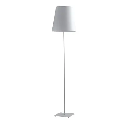Piantana in metallo bianco con paralume in tessuto, 1 luce E27, 34x155cm