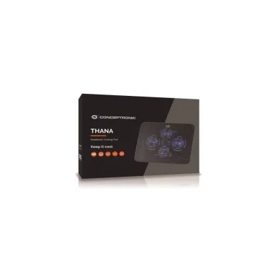 Base di raffreddamento Conceptronic Thana 04 per laptop fino a 15,6" - 4 ventole da 80 mm - Illuminazione LED blu